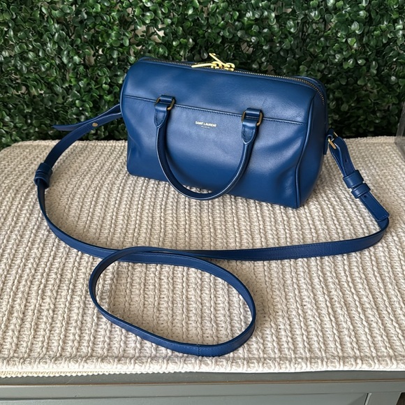 Saint Laurent Blue Leather Mini Duffle Bag Authentic - Picture 10 of 10